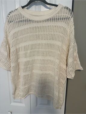 Aerie Cream Open-Knit Women's Sweater - Lightweight Pullover